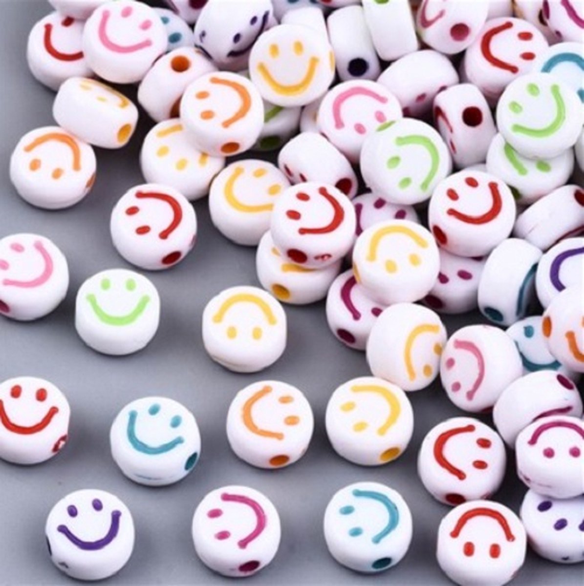 Smiley kralen 7mm | Mix van kleuren | 100 stuks